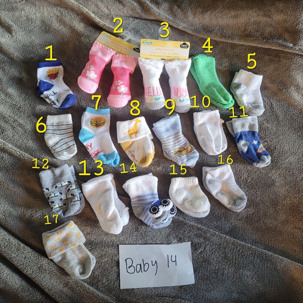14.    Variety Pack of Baby Socks (SOLD 2 & 3)